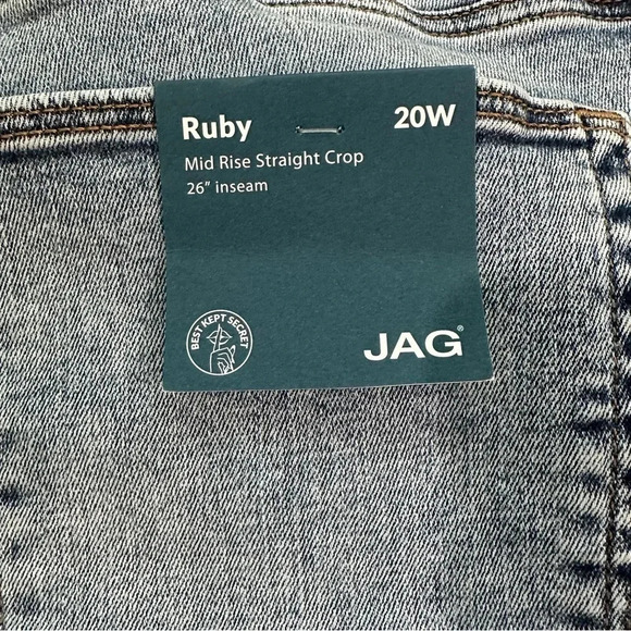 JAG Ruby Mid-Rise Straight Crop Christopher Blue Raw Hem Denim Size 20W NWT - Picture 9 of 11
